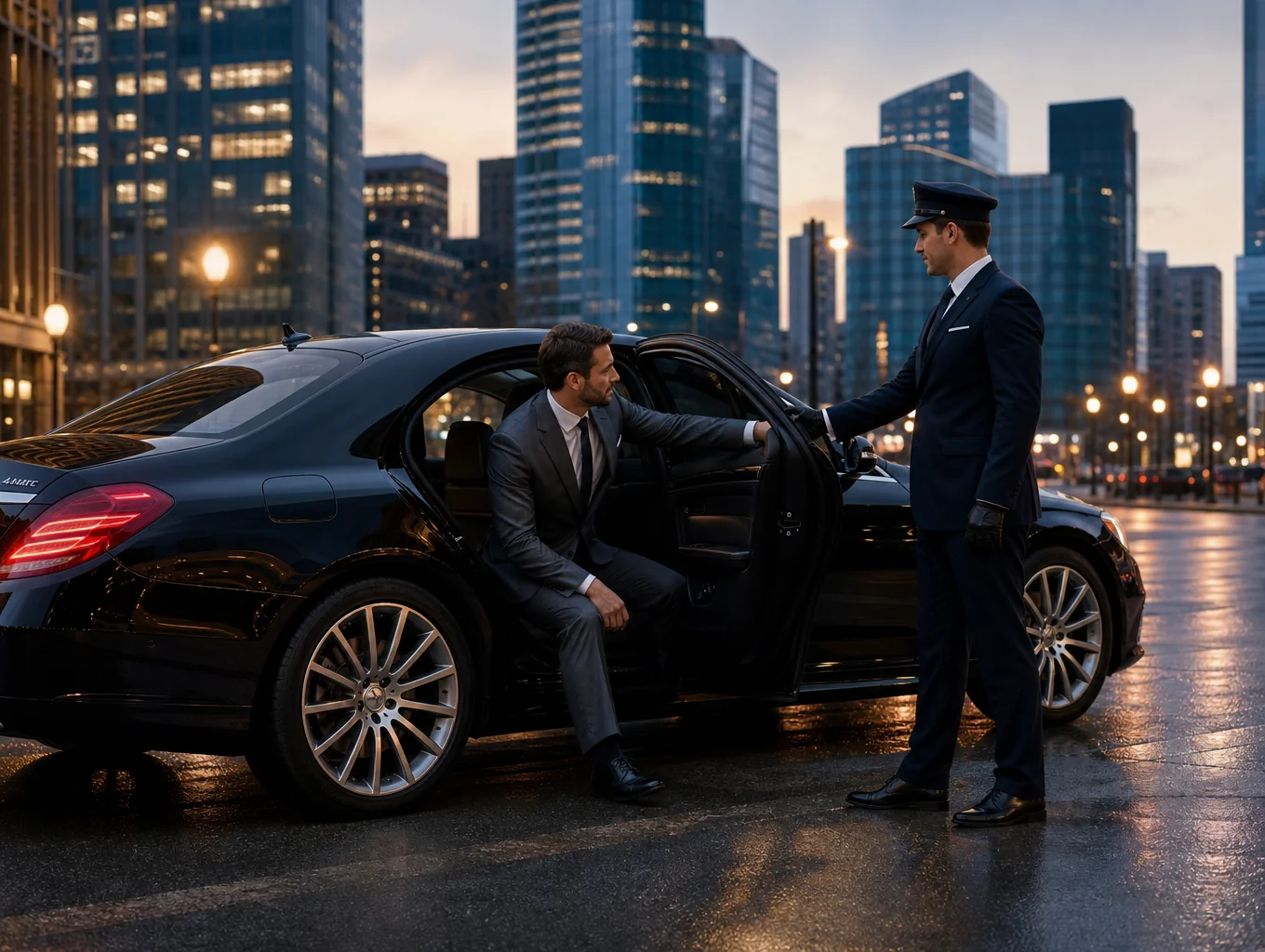 Luxury chauffeur service awaiting arrival at London terminal